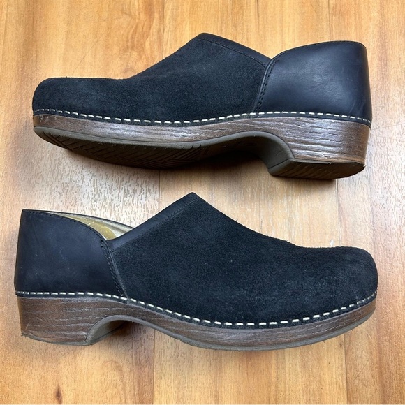 DANSKO Women’s Clog Black Burnished Suede Slip-on Work-nursing Shoes Size 38 - Picture 3 of 10